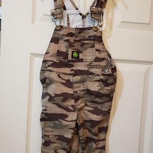 Boys toddler camo John Deere overalls 2t